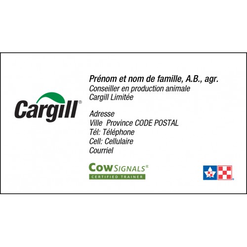  CARTES DE VISITE RECTO CARGILL PURINA VACHE SIGNAUX FRANÇAIS