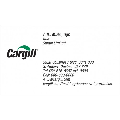 CARTES DE VISITE RECTO CARGILL ANGLAIS