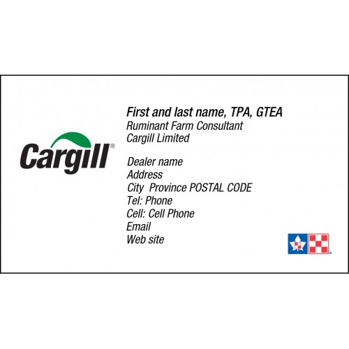 CARTES DE VISITE RECTO CARGILL PURINA ANGLAIS