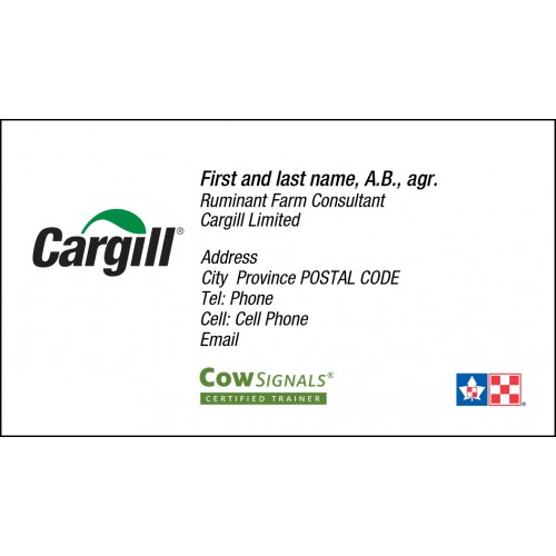 CARTES DE VISITE RECTO CARGILL PURINA VACHE SIGNAUX ANGLAIS