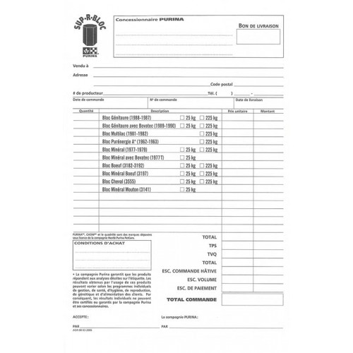 FRANCAIS, TABLETTE DE 100 F, NCR 3 COPIES, SUP-R-BLOC